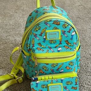 Loungefly Teal and Lime Scooby-Doo Mini Backpack and wallet